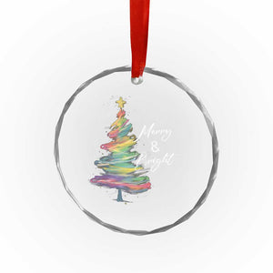 Xmas Crystal Glass Ornament Merry And Bright Colorful Xmas Tree TS11 Print Your Wear