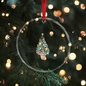 Xmas Crystal Glass Ornament Merry And Bright Retro Xmas Tree TS11 Print Your Wear