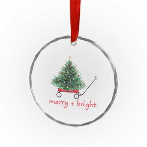 Xmas Crystal Glass Ornament Merry And Bright Retro Xmas Tree Wagon TS11 Print Your Wear
