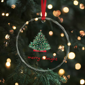 Xmas Crystal Glass Ornament Merry And Bright Retro Xmas Tree Wagon TS11 Print Your Wear