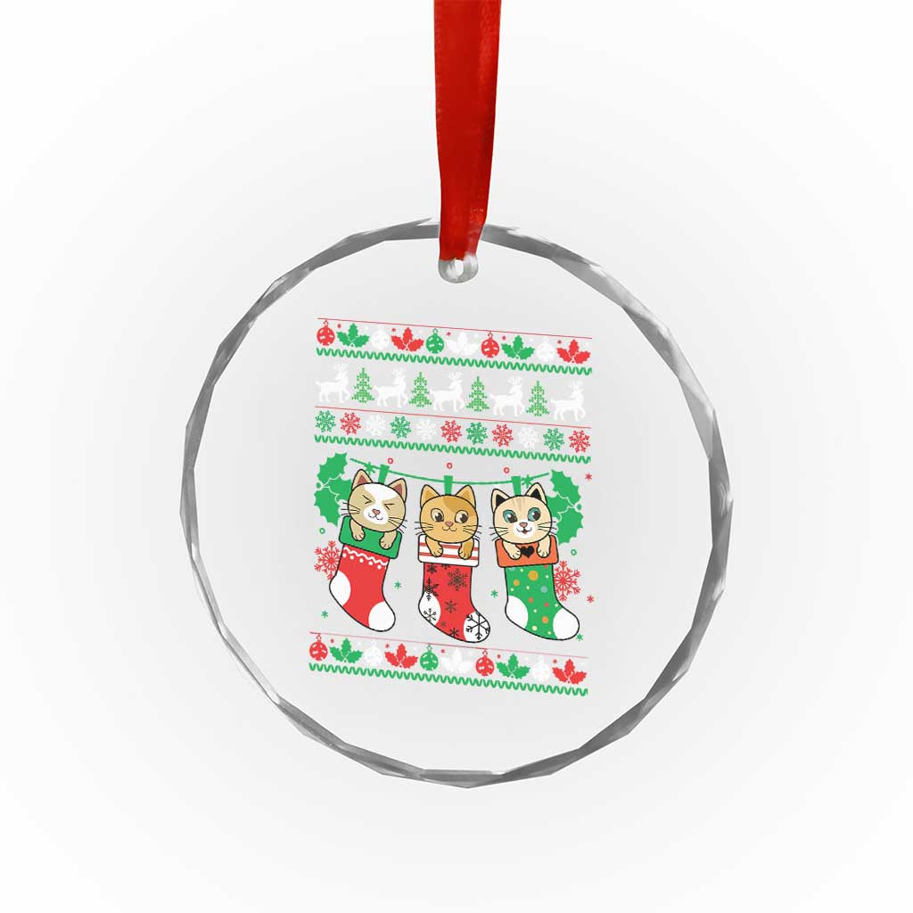 Xmas Cute Cat In Sock Merry Catmas Crystal Glass Ornament TS09 Print Your Wear
