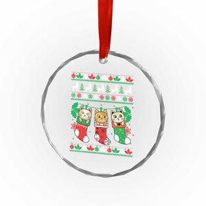 Xmas Cute Cat In Sock Merry Catmas Crystal Glass Ornament TS09 Print Your Wear