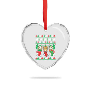 Xmas Cute Cat In Sock Merry Catmas Heart Crystal Glass Ornament TS09 Print Your Wear