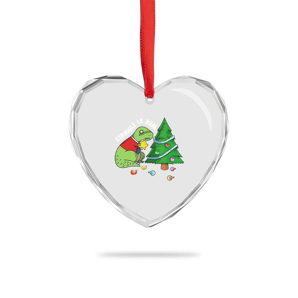 Xmas Cute Dinosaur Heart Crystal Glass Ornament Struggle Is Real TS09 Print Your Wear