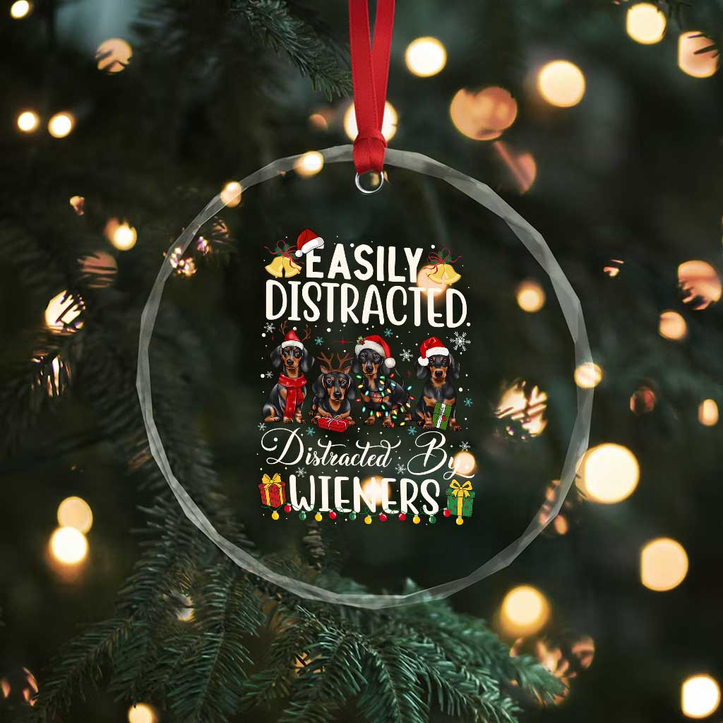 Xmas Dachshund Crystal Glass Ornament Funny Easily Distracted By Wieners TS12 Print Your Wear