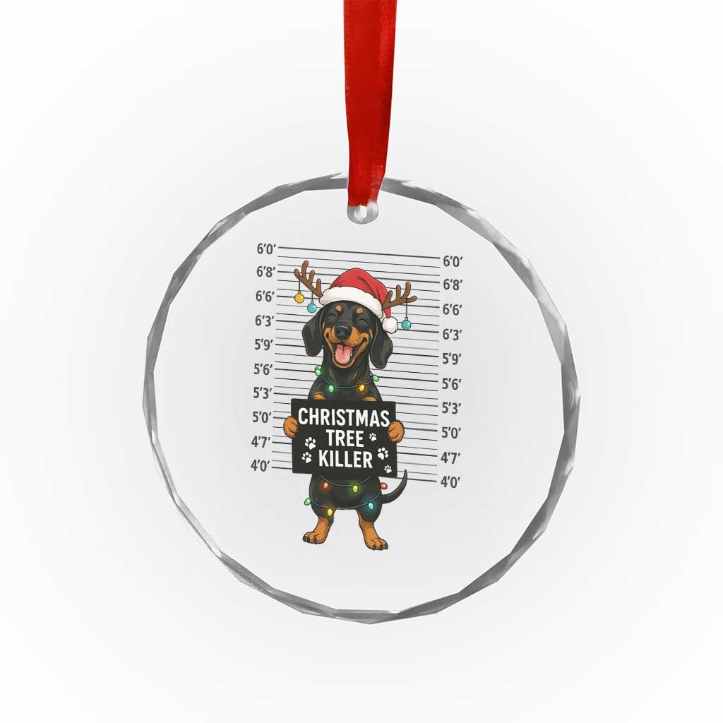 Xmas Dachshund Crystal Glass Ornament Funny Xmas Tree Killer TS12 Transparent Glass 3'' Circle Print Your Wear