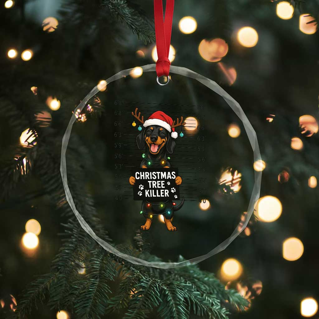 Xmas Dachshund Crystal Glass Ornament Funny Xmas Tree Killer TS12 Print Your Wear