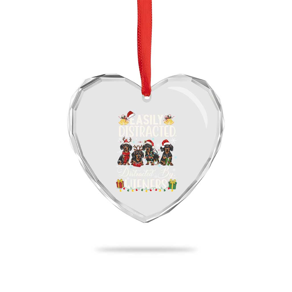 Xmas Dachshund Heart Crystal Glass Ornament Funny Easily Distracted By Wieners TS12 Print Your Wear