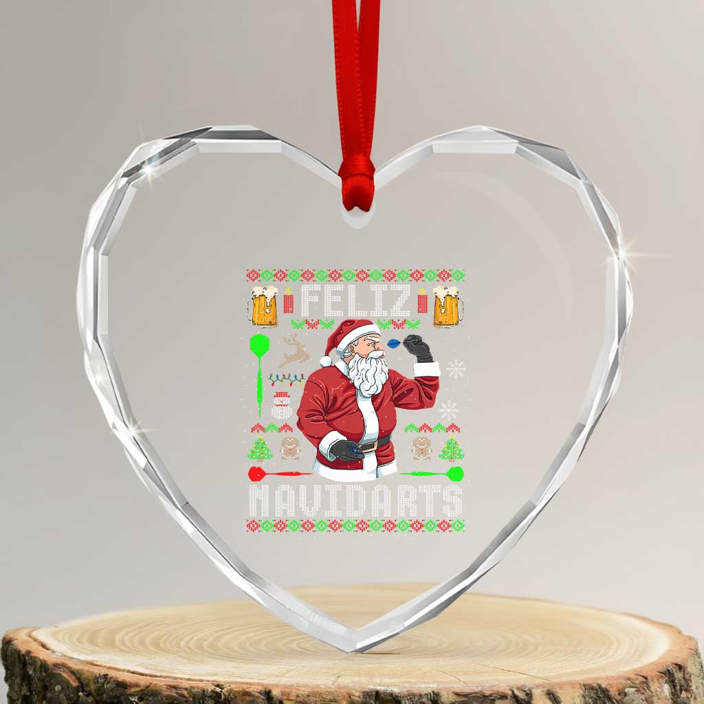 Xmas Dart Lover Heart Crystal Glass Ornament Feliz Navidarts Santa Navidad Ugly Sweater TS02 Transparent Glass 3'' Heart Print Your Wear