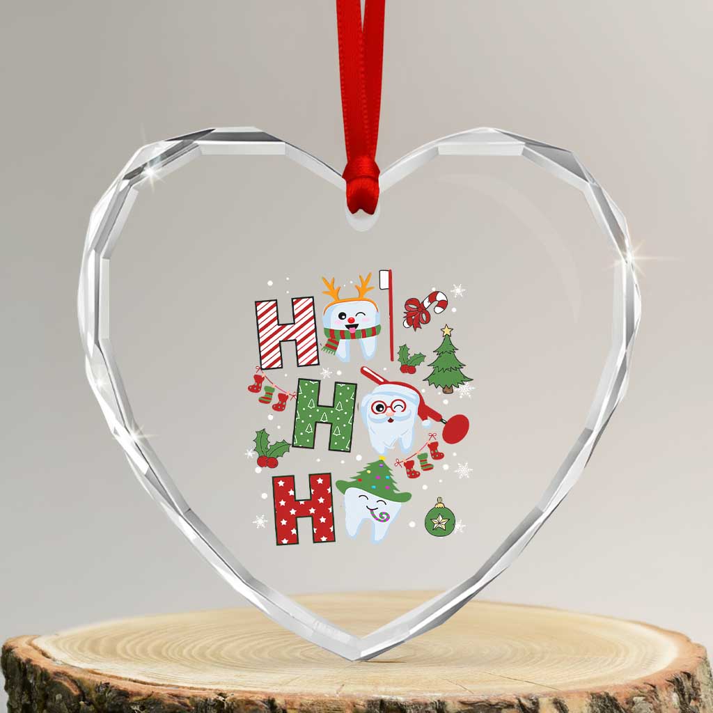 Xmas Dentist Heart Crystal Glass Ornament Ho Ho Ho Tooth Dental TS09 Transparent Glass 3'' Heart Print Your Wear