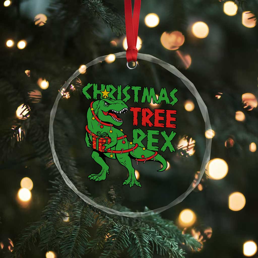 Xmas Dinosaur Crystal Glass Ornament Funny Tree Rex Xmas Light TS12 Print Your Wear
