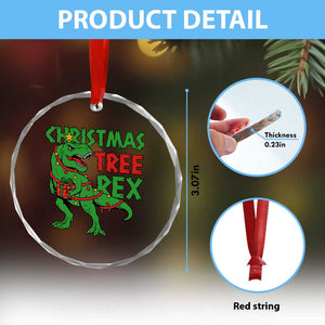 Xmas Dinosaur Crystal Glass Ornament Funny Tree Rex Xmas Light TS12 Print Your Wear