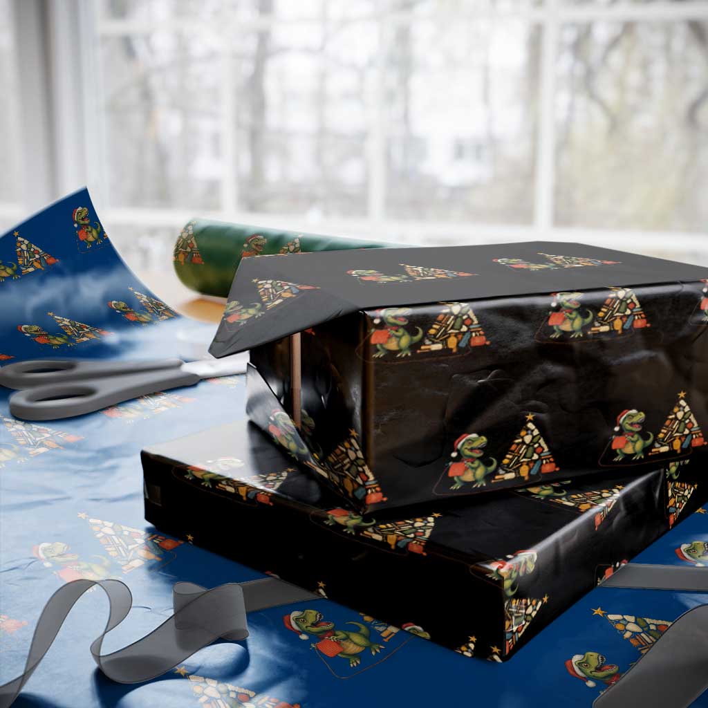 Xmas Dinosaur Knitting Wrapping Paper Roll Funny Yarn Tree Gift TS12 Black Print Your Wear