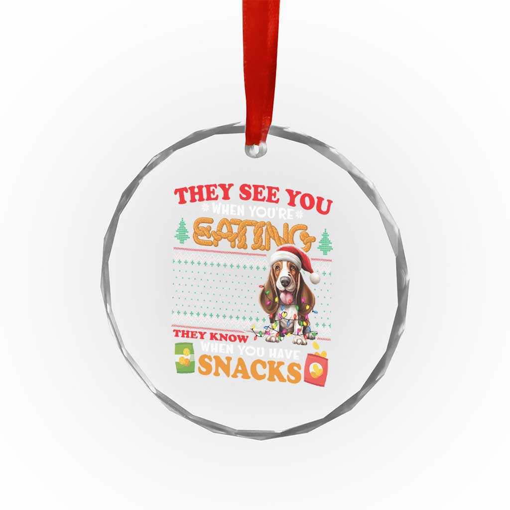 Xmas Dog Lover Crystal Glass Ornament Basset Hound See You're Eating TS09 Print Your Wear