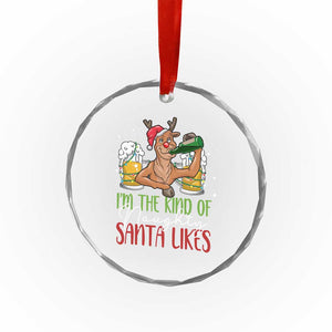Xmas Drinking Crystal Glass Ornament Reindeer Beer Drunk I'm The Kind Of Naughty Santa Likes TS09 Print Your Wear