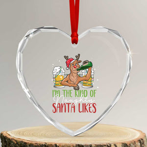 Xmas Drinking Heart Crystal Glass Ornament Reindeer Beer Drunk I'm The Kind Of Naughty Santa Likes TS09 Transparent Glass 3'' Heart Print Your Wear