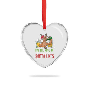 Xmas Drinking Heart Crystal Glass Ornament Reindeer Beer Drunk I'm The Kind Of Naughty Santa Likes TS09 Print Your Wear
