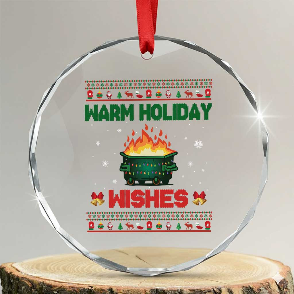Xmas Dumpster Fire Crystal Glass Ornament Warm Holiday Wishes TS02 Transparent Glass 3'' Circle Print Your Wear