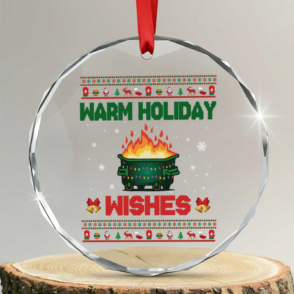Xmas Dumpster Fire Crystal Glass Ornament Warm Holiday Wishes TS02 Transparent Glass 3'' Circle Print Your Wear