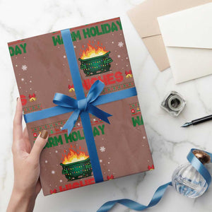 Xmas Dumpster Fire Wrapping Paper Roll Warm Holiday Wishes TS02 Mocha Print Your Wear