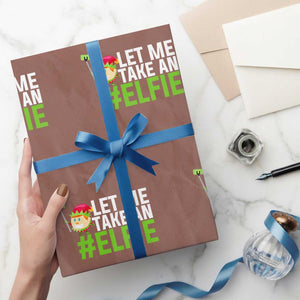 Xmas Elf Wrapping Paper Roll Let Me Take An Elfie TS02 Mocha Print Your Wear