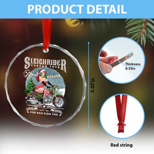 Xmas Female Santa Motorcycle Crystal Glass Ornament Sleighrider Custom Toys For Bad Kids Too TS11 Print Your Wear