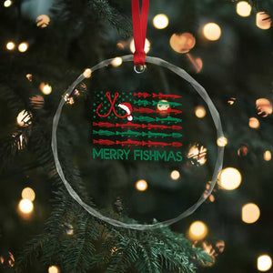 Xmas Fishing Crystal Glass Ornament Merry Fishmas Fisherman American Flag TS09 Print Your Wear