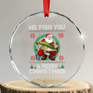 Xmas Fishing Crystal Glass Ornament We Fish You A Merry Christmas Santa Fisherman TS09 Transparent Glass 3'' Circle Print Your Wear
