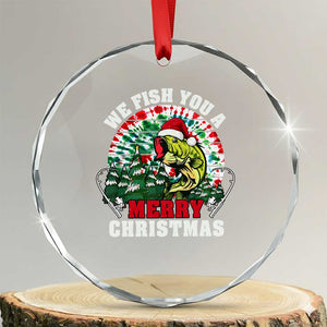 Xmas Fishing Crystal Glass Ornament We Fish You A Merry Christmas Santa Hat TS09 Transparent Glass 3'' Circle Print Your Wear