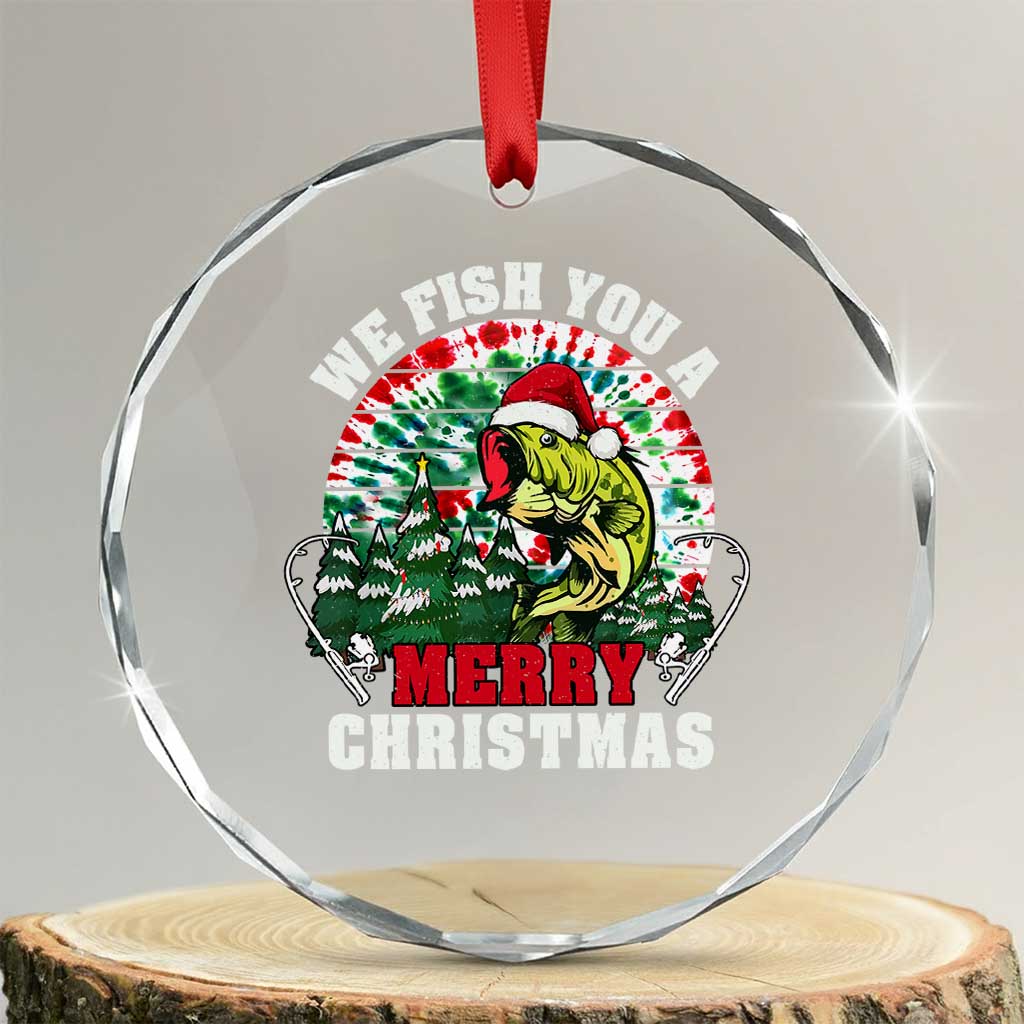 Xmas Fishing Crystal Glass Ornament We Fish You A Merry Christmas Santa Hat TS09 Transparent Glass 3'' Circle Print Your Wear