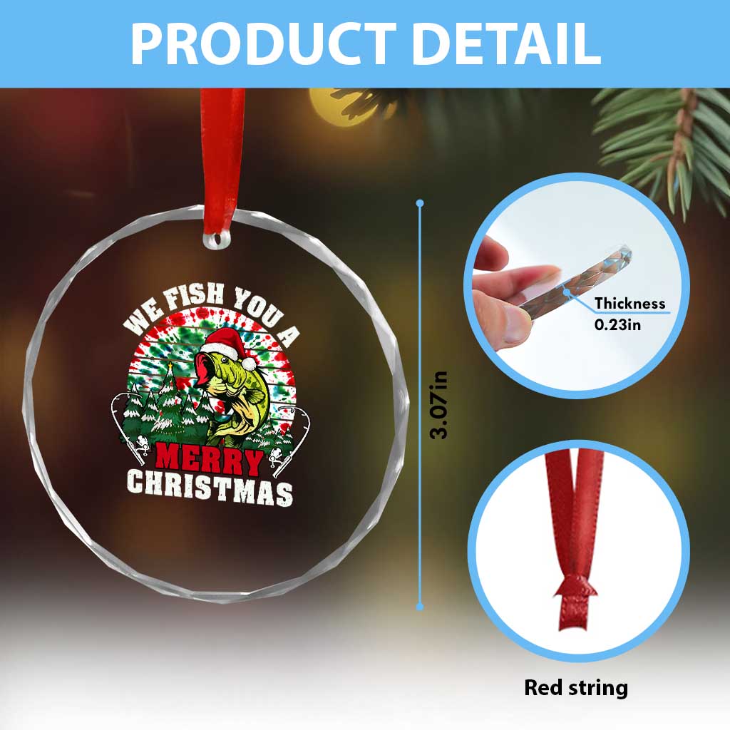 Xmas Fishing Crystal Glass Ornament We Fish You A Merry Christmas Santa Hat TS09 Print Your Wear