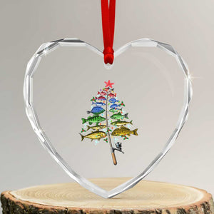 Xmas Fishing Heart Crystal Glass Ornament Colorful Fish Aquatic Christmas Tree Fisherman TS09 Transparent Glass 3'' Heart Print Your Wear