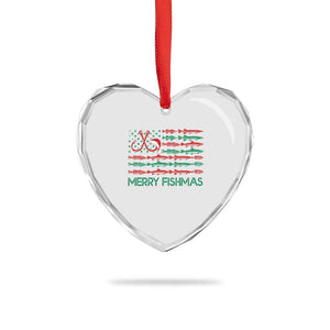 Xmas Fishing Heart Crystal Glass Ornament Merry Fishmas Fisherman American Flag TS09 Print Your Wear