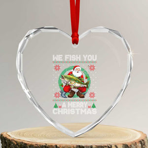 Xmas Fishing Heart Crystal Glass Ornament We Fish You A Merry Christmas Santa Fisherman TS09 Transparent Glass 3'' Heart Print Your Wear