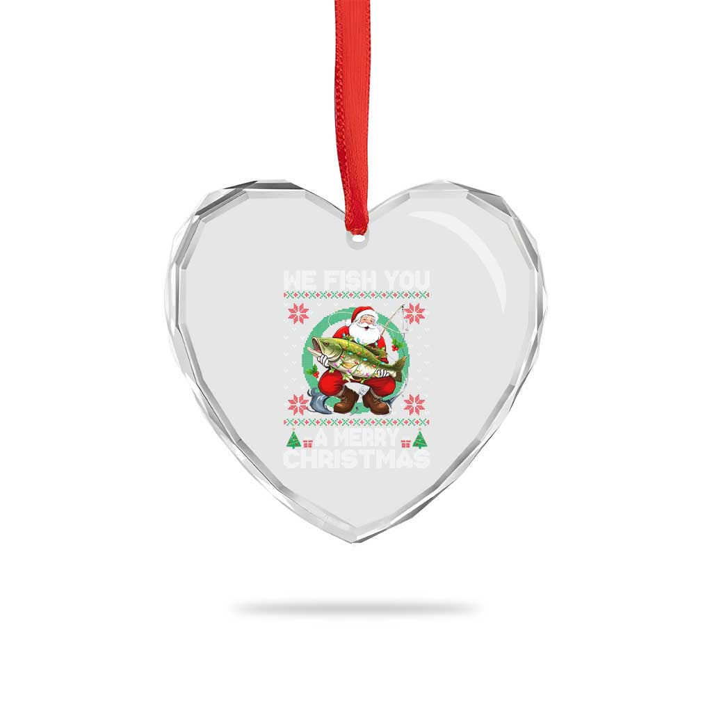 Xmas Fishing Heart Crystal Glass Ornament We Fish You A Merry Christmas Santa Fisherman TS09 Print Your Wear