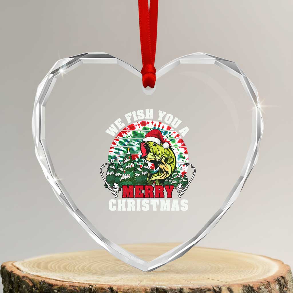 Xmas Fishing Heart Crystal Glass Ornament We Fish You A Merry Christmas Santa Hat TS09 Transparent Glass 3'' Heart Print Your Wear