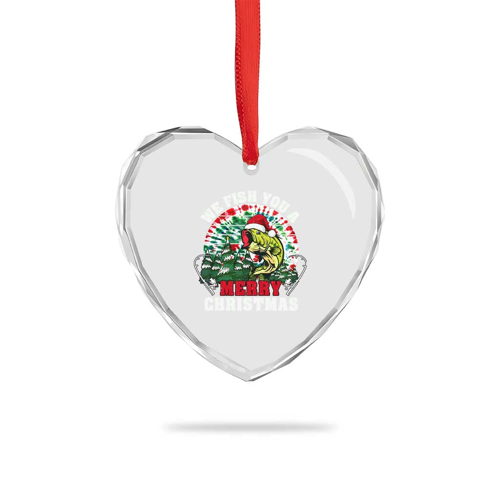Xmas Fishing Heart Crystal Glass Ornament We Fish You A Merry Christmas Santa Hat TS09 Print Your Wear