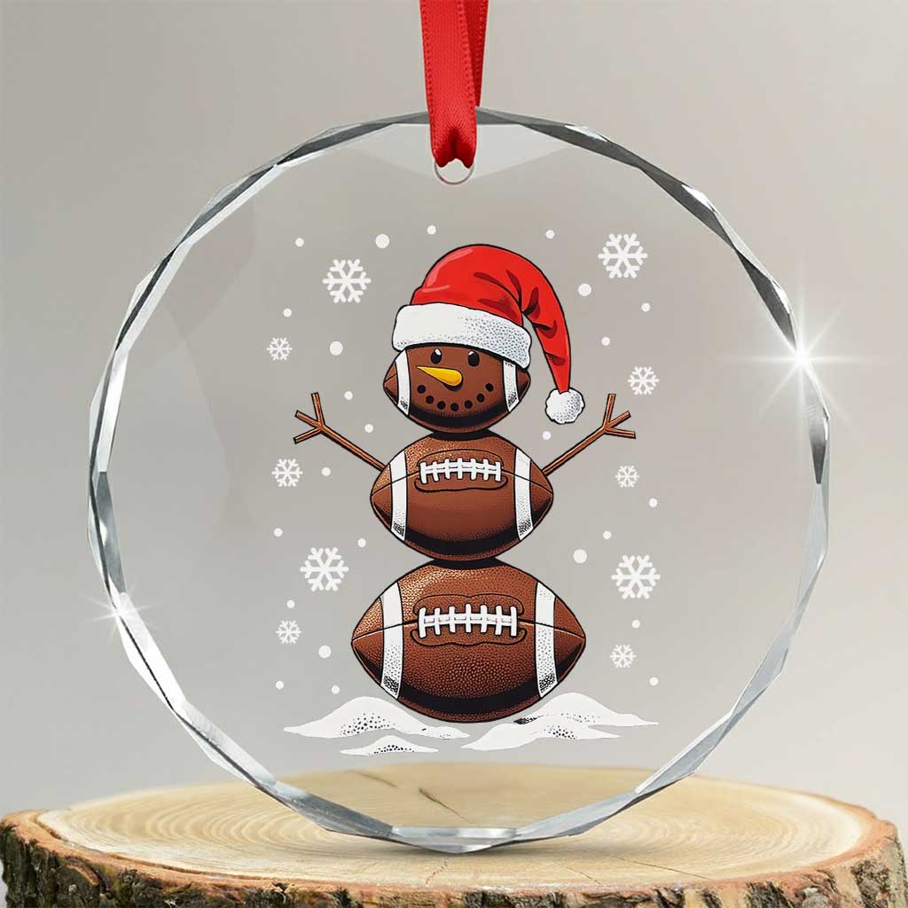 Xmas Football Crystal Glass Ornament Rugby Snowman Xmas Festive Holiday Sports TS02 Transparent Glass 3'' Circle Print Your Wear