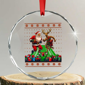 Xmas Football Crystal Glass Ornament Santa Reindeer Football Match TS09 Transparent Glass 3'' Circle Print Your Wear