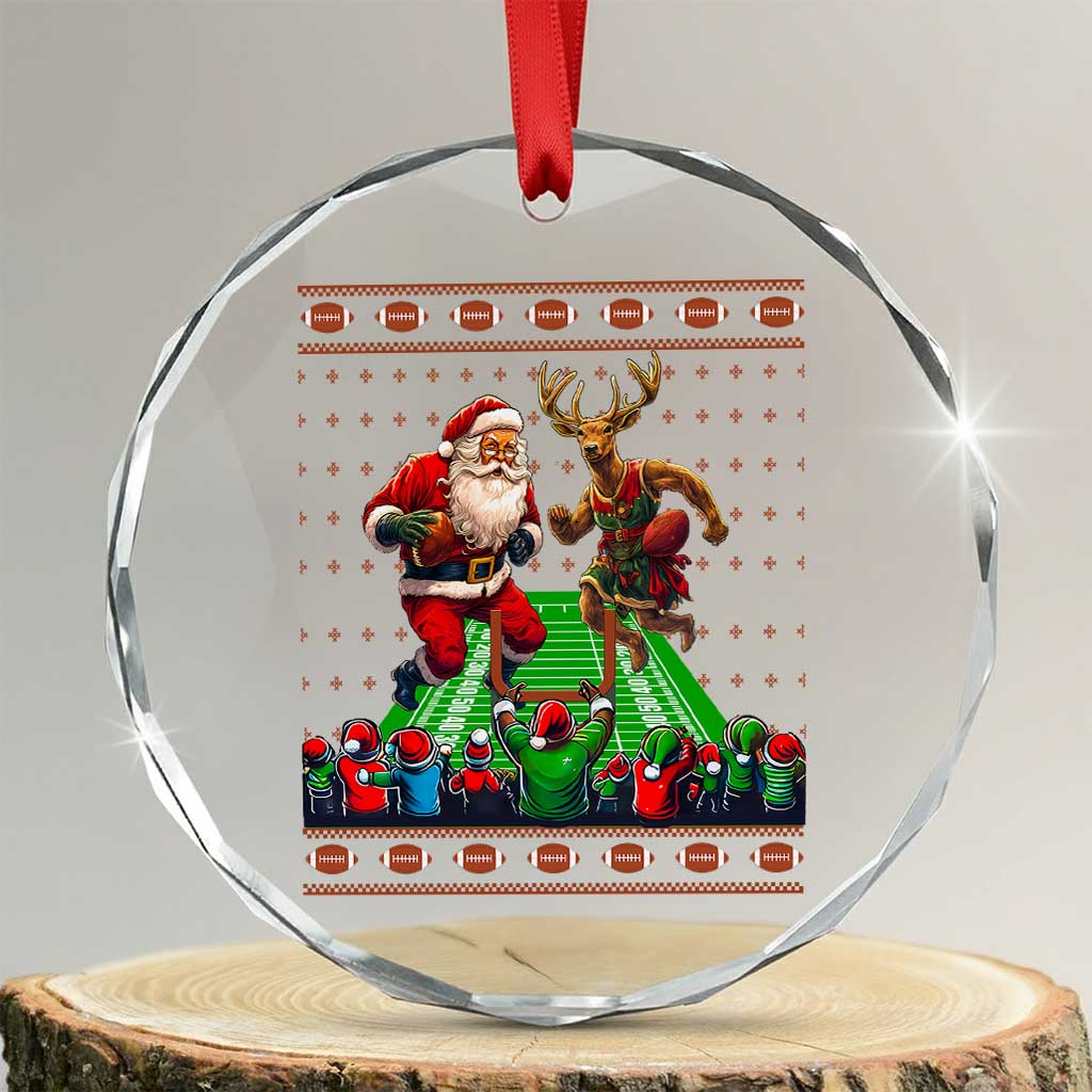 Xmas Football Crystal Glass Ornament Santa Reindeer Football Match TS09 Transparent Glass 3'' Circle Print Your Wear