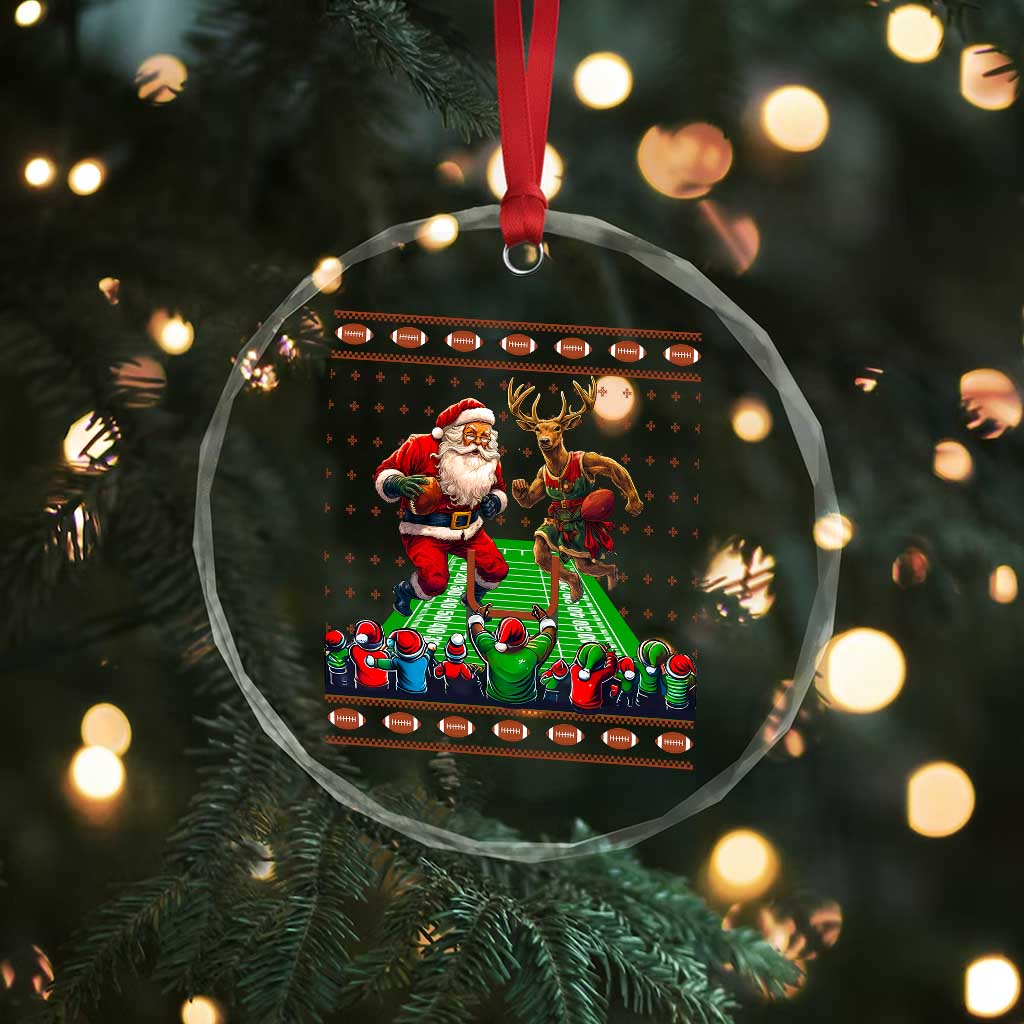 Xmas Football Crystal Glass Ornament Santa Reindeer Football Match TS09 Print Your Wear