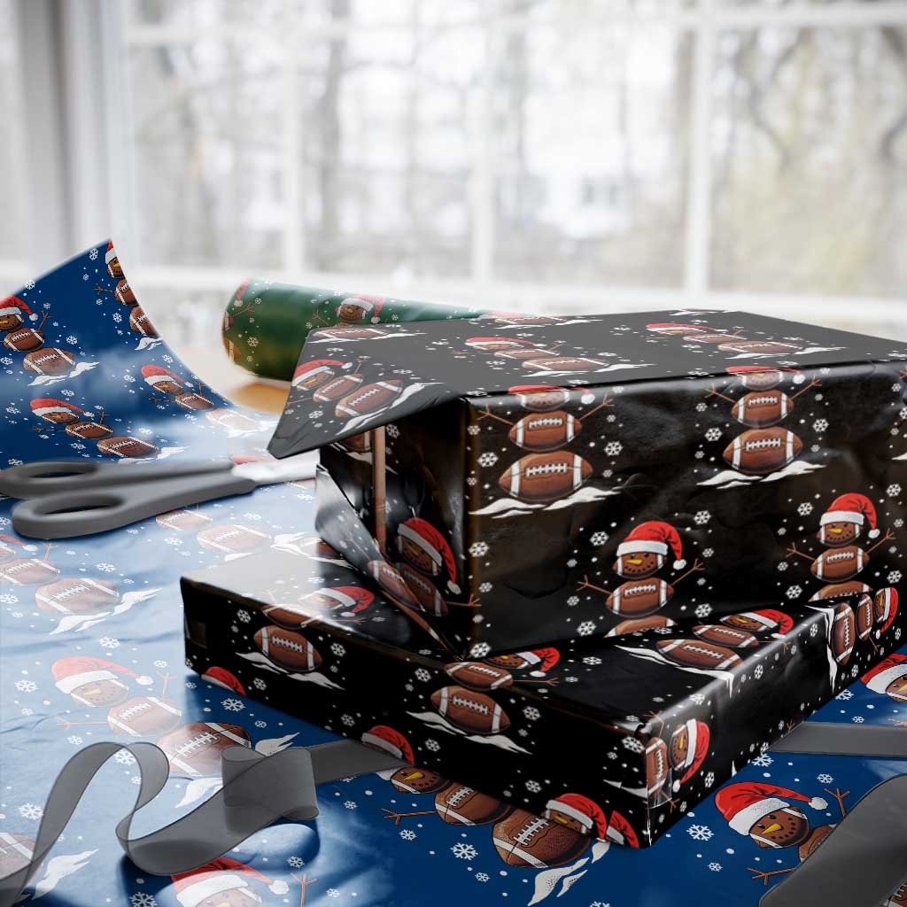 Xmas Football Wrapping Paper Roll Rugby Snowman Xmas Festive Holiday Sports TS02 Black Print Your Wear
