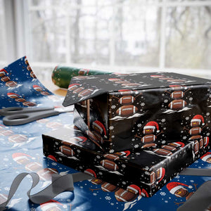 Xmas Football Wrapping Paper Roll Rugby Snowman Xmas Festive Holiday Sports TS02 Black Print Your Wear