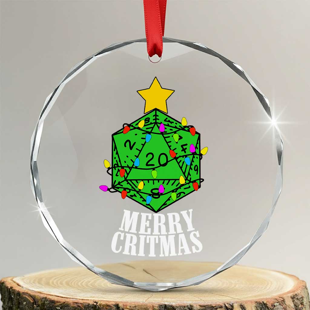 Xmas Gamer Crystal Glass Ornament Merry Critmas D20 RPG Gaming Xmas Tree TS02 Transparent Glass 3'' Circle Print Your Wear