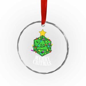 Xmas Gamer Crystal Glass Ornament Merry Critmas D20 RPG Gaming Xmas Tree TS02 Print Your Wear