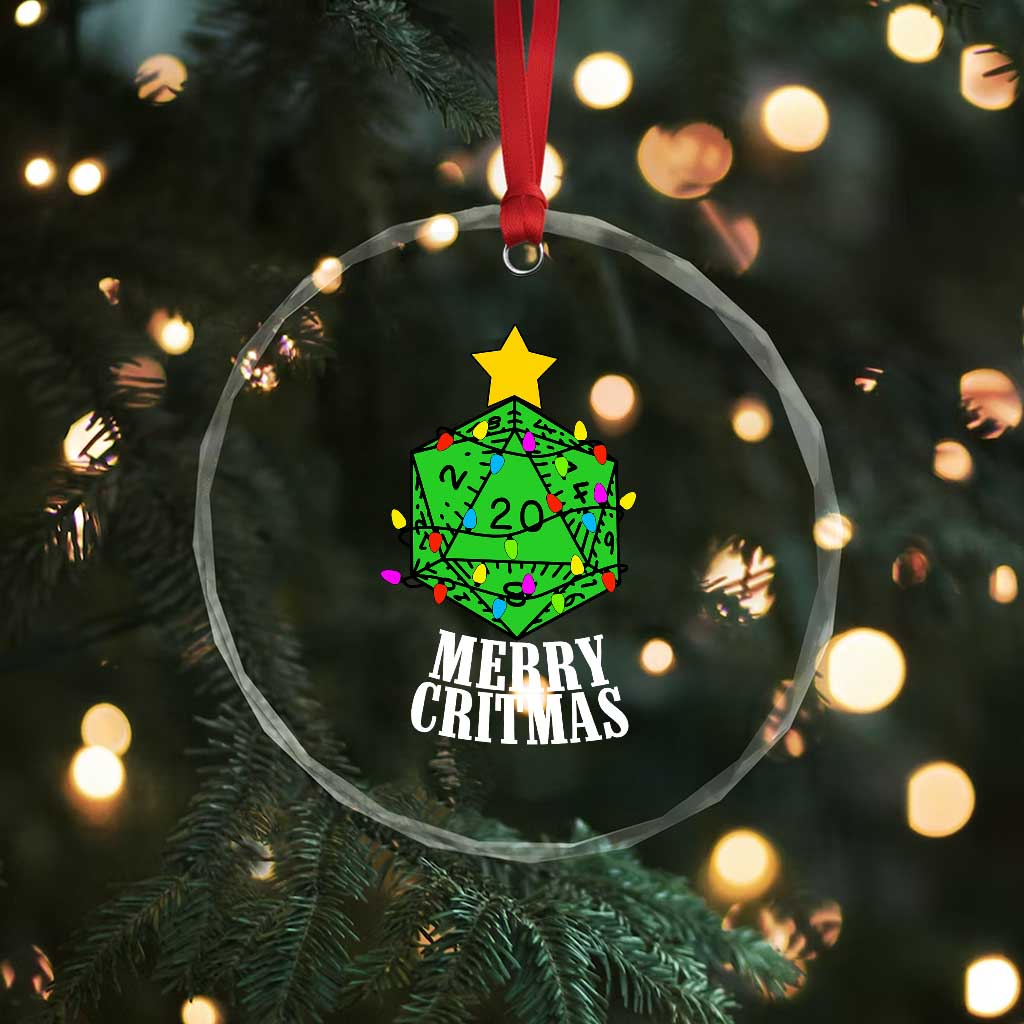 Xmas Gamer Crystal Glass Ornament Merry Critmas D20 RPG Gaming Xmas Tree TS02 Print Your Wear