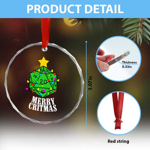 Xmas Gamer Crystal Glass Ornament Merry Critmas D20 RPG Gaming Xmas Tree TS02 Print Your Wear