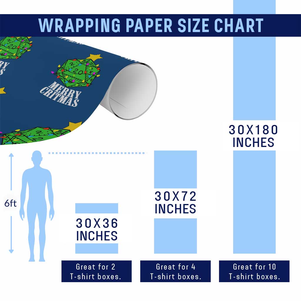 Xmas Gamer Wrapping Paper Roll Merry Critmas D20 RPG Gaming Xmas Tree TS02 Print Your Wear