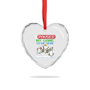 Xmas Gamer Heart Crystal Glass Ornament I Paused My Game To Be Here TS09 Print Your Wear