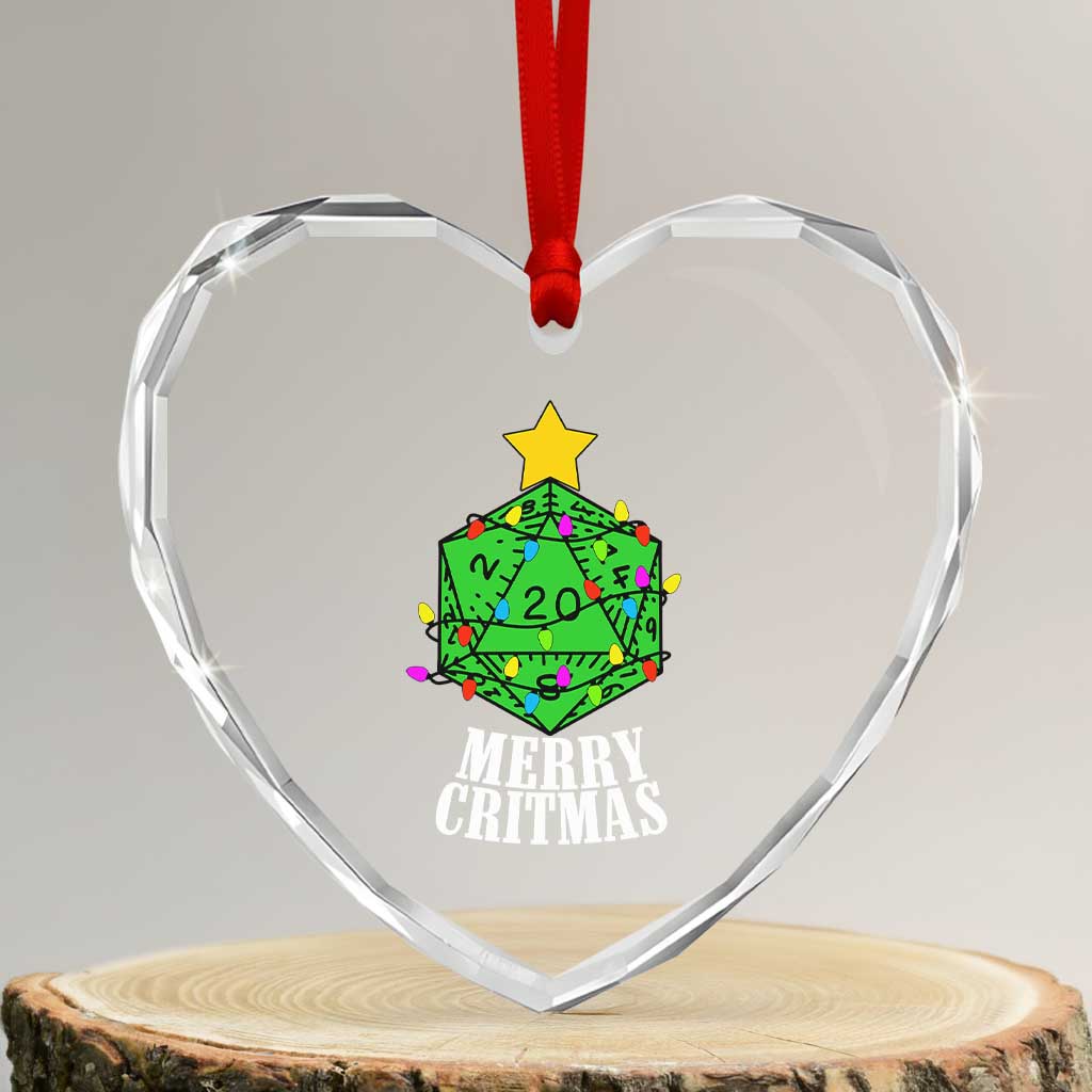 Xmas Gamer Heart Crystal Glass Ornament Merry Critmas D20 RPG Gaming Xmas Tree TS02 Transparent Glass 3'' Heart Print Your Wear